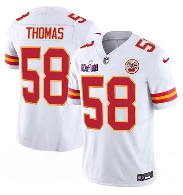 Men & Women & Youth Kansas City Chiefs #58 Derrick Thomas White 2024 F.U.S.E. Super Bowl LVIII Patch Vapor Untouchable Limited Jersey,We sell and wholesale Men & Women & Youth Kansas City Chiefs #58 Derrick Thomas White 2024 F.U.S.E. Super Bowl LVIII Patch Vapor Untouchable Limited Jersey on line form chian!